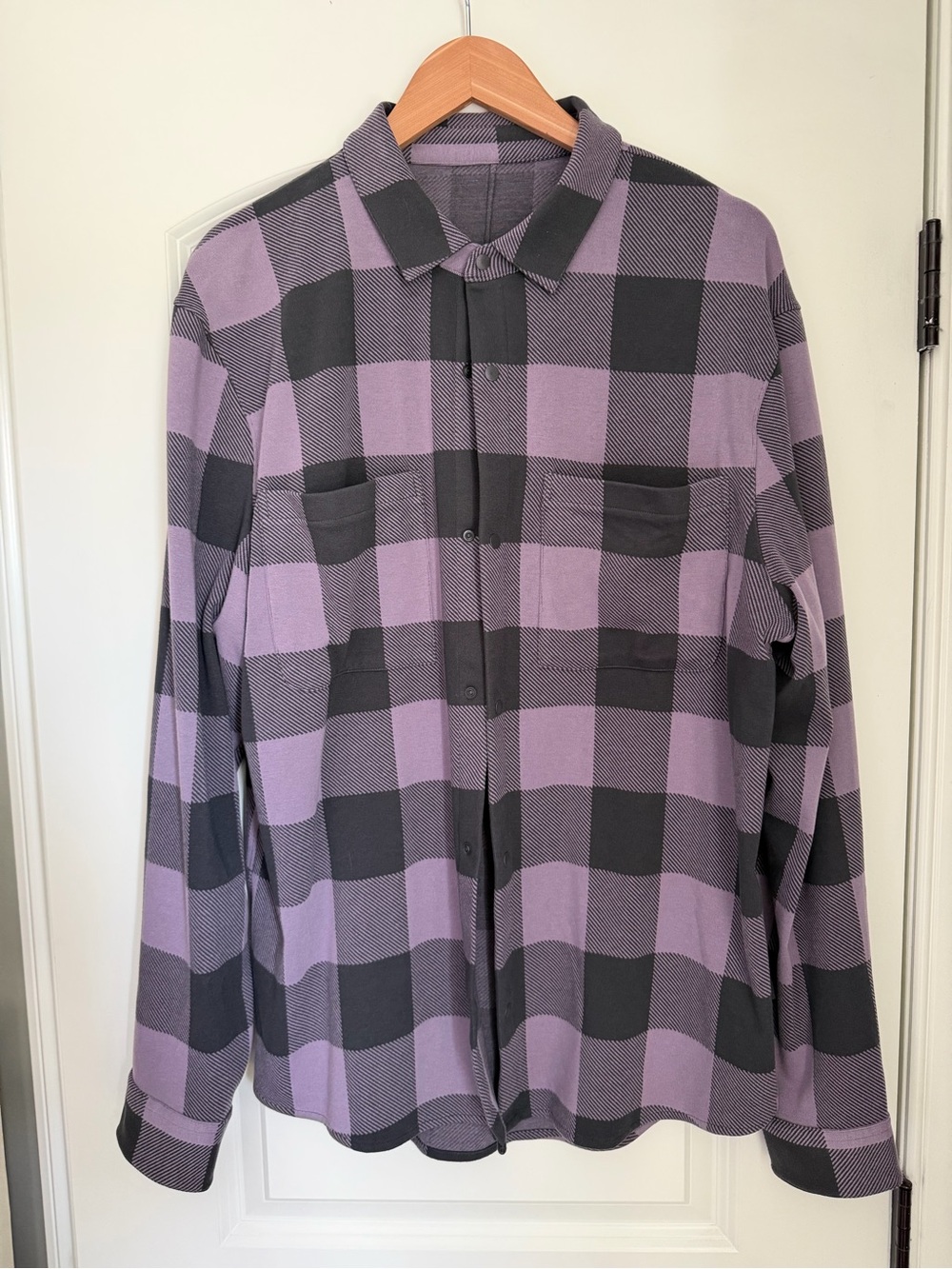 lululemon athletica Purple and Black Plaid Button-Down Shirt